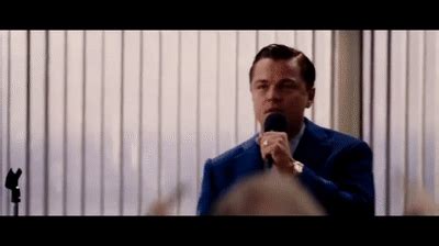 Jordan Belfort (Leonardo di Caprio) gives a passionate speech to his team in the film, wolf of wall street. . Wolf of wall street i m not leaving gif